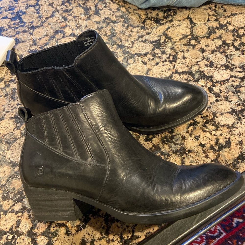 Black Leather Ankle Boots for Women